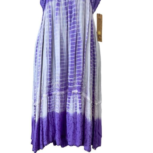 Raya Sun Crepe Crochet Bust Tie Dye Spaghetti Dress Cover Up - Picture 4 of 10